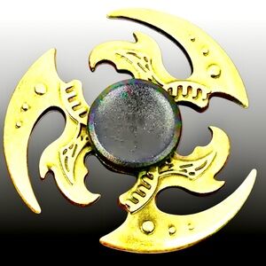 Heavy Duty Gold Metallic Unique Ninja Blades Metal Fidget Spinner